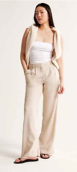 Abercrombie & Fitch Linen Blend Sloane Trouser Pants Small thumbnail 1