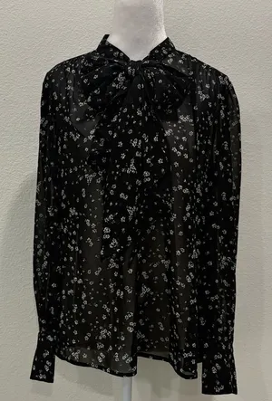 DR2 Black Floral Blouse Size M Size M thumbnail 1