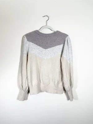 Ann Taylor Factory Colorblock Neutral Sweater Cream Purple Size Medium thumbnail 2