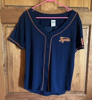 Victoria’s Secret pink Detroit Tigers Navy Button-Up Jersey with Orange Trim thumbnail 1