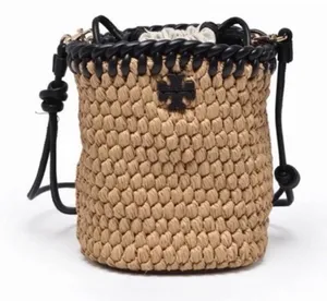 Tory Burch Emmerson Raffia Bag Cross Body Toffee Crunch NWT thumbnail 1