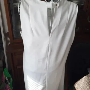 Zara Basic Sleeveless Shift Dress NWT Size M White thumbnail 3
