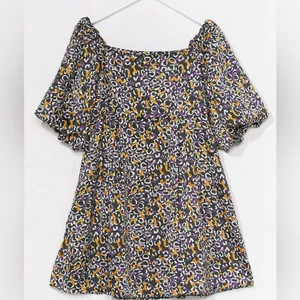 Nasty Gal Abstract Print Puff Sleeve Square Neckline Mini Dress‎ Size Medium thumbnail 4