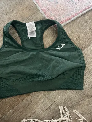 Gymshark Forest Green Seamless Racerback Sports Bra thumbnail 3