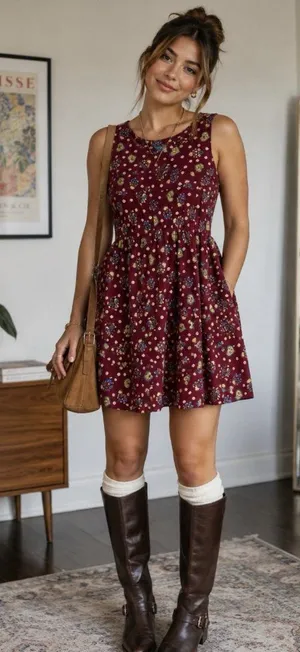 Vintage April Cornell Corduroy Midi Dress XL Burgundy Heart Print Cottagecore thumbnail 1