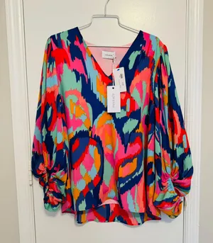 Free Spirit Colorful Ikat Blouse Size Large thumbnail 1