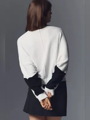 Maeve Dolman Sleeve Crew Neck Color Blocked Sweater thumbnail 2
