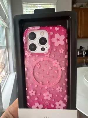 Velvet Caviar Pink Cherry Blossom Glitter Phone Case iPhone 16 Pro thumbnail 1