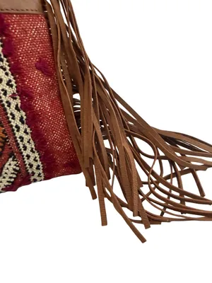 Gift From Morocco Brown Faux Leather Clutch Bag Purse Fringe Handbag Vegan thumbnail 5
