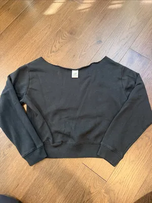 PINK Victoria's Secret Off-Shoulder Black Sweatshirt Medium - C28-013 thumbnail 7