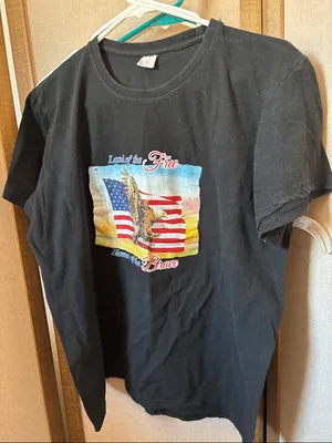 Black 'Land of the Free' Ladies Graphic Tee Large thumbnail 1
