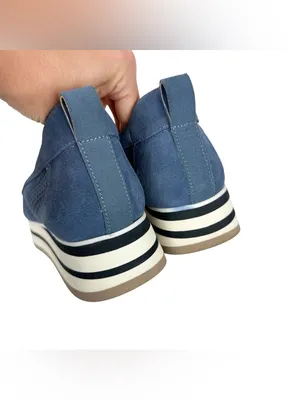 NYDJ Fern‎ Blue Suede Perforated Platform Loafers Chain Size 9 thumbnail 6