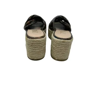 Zara Brown Snakeskin Jute Espadrille Platform Slide Sandals Size 39 /‎ US 8.5 thumbnail 6