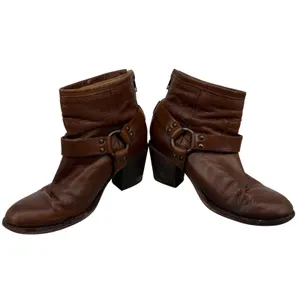 Frye Tabitha Phillip Harness Brown Leather Ankle Boots Back Zip 7 B Western Boho thumbnail 3
