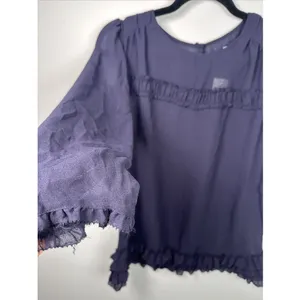 NWT Gap 2009 Top Womens Medium Blue Sheer‎ 3/4 Sleeve Blouse Lightweight thumbnail 11