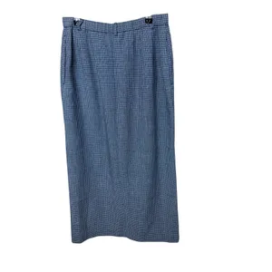Pendleton Blue Gingham Linen Blend Button Front Maxi Skirt Womens 6‎ High Waist thumbnail 5