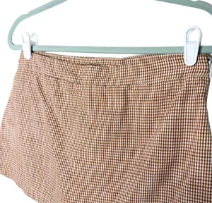 Free People Fitted Waist Straight Hem Plaid Big Dreams Mini Skort Size 4 Orange thumbnail 3