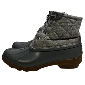 Sperry Saltwater Grey Quilted Wool Waterproof Duck Boots STS81993 Women 7.5M thumbnail 2