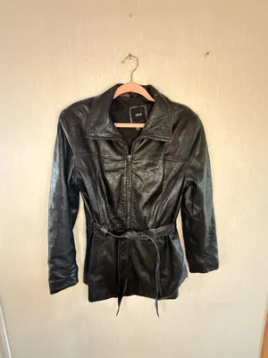 JLC New York Black Genuine Leather Belted Jacket Women’s Small Y2K thumbnail 2
