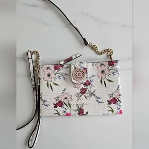 Nanette Lepore Floral Crossbody Wallet Bone White Vegan Leather Purse thumbnail 3