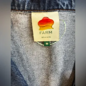 Farm Rio X Anthropologie Crochet Denim Trucker Jacket SZ Medium thumbnail 13