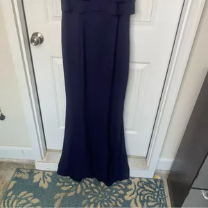 Bhldn anthropologie Navy sleeveless‎ ruffle gown maxi dress prom wedding guest 8 thumbnail 7