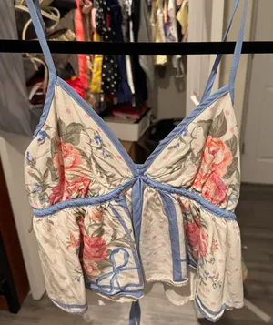 Altard State Floral Spaghetti Strap Top with Blue Accents thumbnail 1