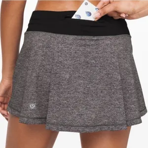 Lululemon Pace Rival Skirt Skort Grey Black thumbnail 1