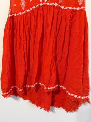 Free People Embroidered Tunic Top Size Small Diamond Orange Boho Beach thumbnail 5