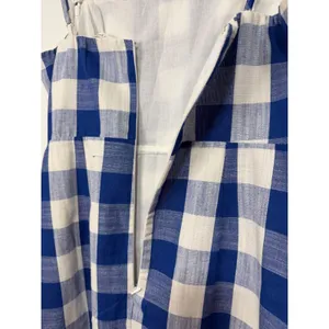 Blue Pepper Blue White Gingham Mini Wrap Dress Wooden Buckle Summer Picnic L thumbnail 11