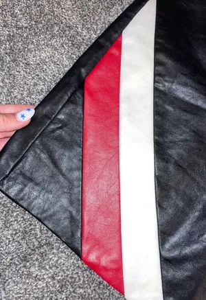 Vera & Lucy black lether skirt with red & white thumbnail 4