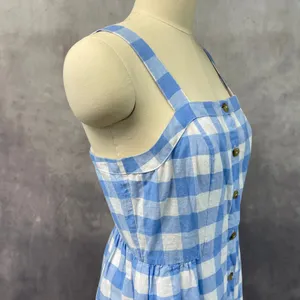 J‎ Crew Womens Gingham Button Front Dress Size 6 Linen Blend Summer Coastal thumbnail 6