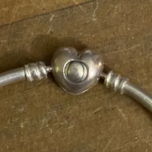 Pandora Moments 925 silver logo heart clasp bangle bracelet thumbnail 3