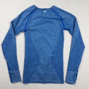 Gymshark Vital Seamless Long Sleeve Top Women’s S Blue Marl Thumbholes Workout thumbnail 2