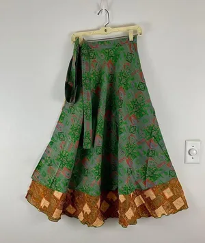 Reversible Maxi Wrap Skirt BINS705 Green thumbnail 1