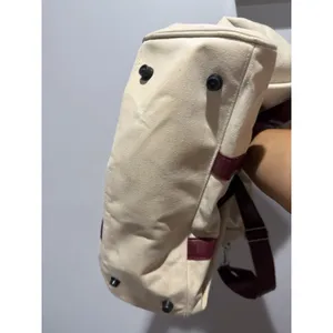 Carolina Herrera Canvas Leather Trim Tote Bag Beige Shopper Travel Bag P thumbnail 9
