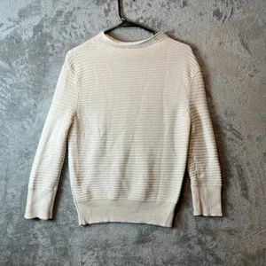 AG Adriano‎ Goldschmied Ribbed Sweater Cotton Cashmere Blend Size Small Cream thumbnail 3