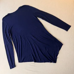 BCBGMAXAZRIA Shae High-Low Tunic Top Navy Blue‎ Silk Blend Long Sleeve M thumbnail 6