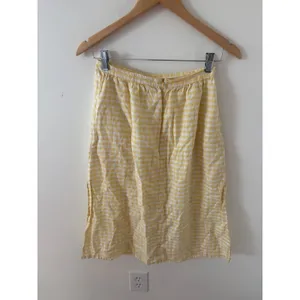 Faithfull the Brand Yellow Gingham Button Front Midi Skirt Side Slits Size US 4 thumbnail 2