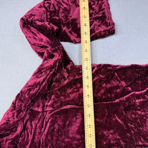 J. Jill Womens LT Tall Burgundy Crushed Velvet Pintuck Button Front Tunic Top thumbnail 4