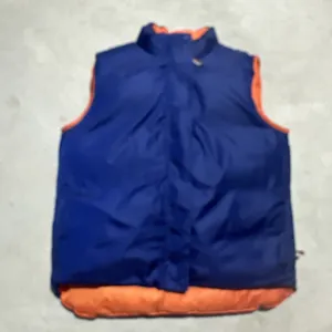 L.L.Bean Vest Women's Medium Orange Navy Reversible Down Puffer Full Zip Outdoor thumbnail 9