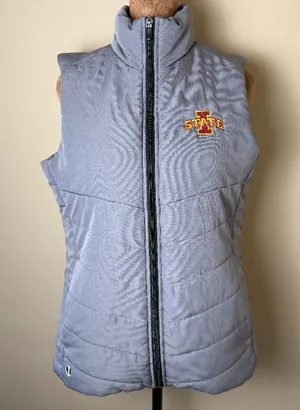 Holloway Quilted Iowa State Cyclones Vest Women Medium Gray Embroidered Ames ISU thumbnail 1