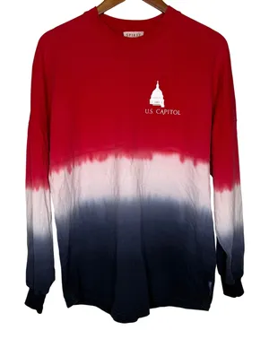 Spirit Jersey U.S.‎ Capitol Washington D.C. Tie Dye Red White Blue Top Sz S l thumbnail 1