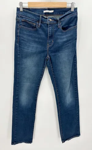 Levis Women Slimming Straight Jeans Medium Wash Stretch Mid Rise‎ Blue Size 30 thumbnail 1