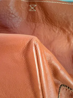 Crate & Barrel Pebbled Leather Tote Bag Orange Slouchy 2016 Limited Release thumbnail 10
