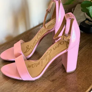 Sam Edelman Yaro Sandals Women 9.5 Pink Patent Block Heel Ankle Strap Barbiecore thumbnail 7