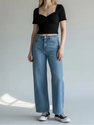Runaway New 90s inspired black ribbed twist front Crop Top Minimalist basic thumbnail 4