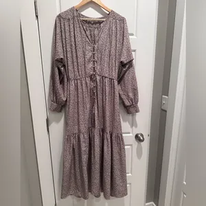 Sweet Baby Jamie Ditsy Midi Boho‎ Long Sleeve Dress Large Peasant Long Sleeve thumbnail 2