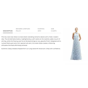Dessy Collection 3131 Halter Tulle Floral Bridesmaid Maxi Dress Blue 10 NWT thumbnail 16
