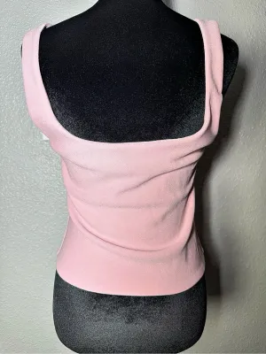 ZARA Pink Tank Top Sweetheart Neckline Rhinestone Button Vest Size M thumbnail 2